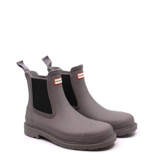 NWT Hunter Women's Commando Chelsea Boot In Grey Heron - Picture 1 of 3